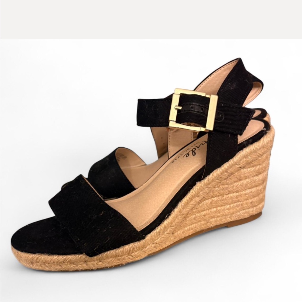 Black Wedge Sandals